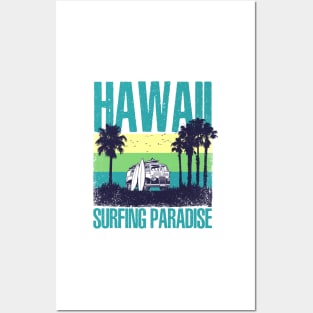 hawaii surfing paradise Posters and Art